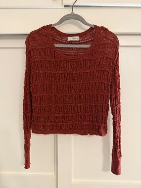 NATURAL LIFE Rust Red Knit Long Sleeve Top
